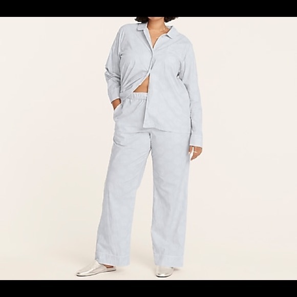 J CREW LONG SLEEVE SKY BLUE PEACE SIGN PAJAMA SET NWT SZ MED - Picture 2 of 2
